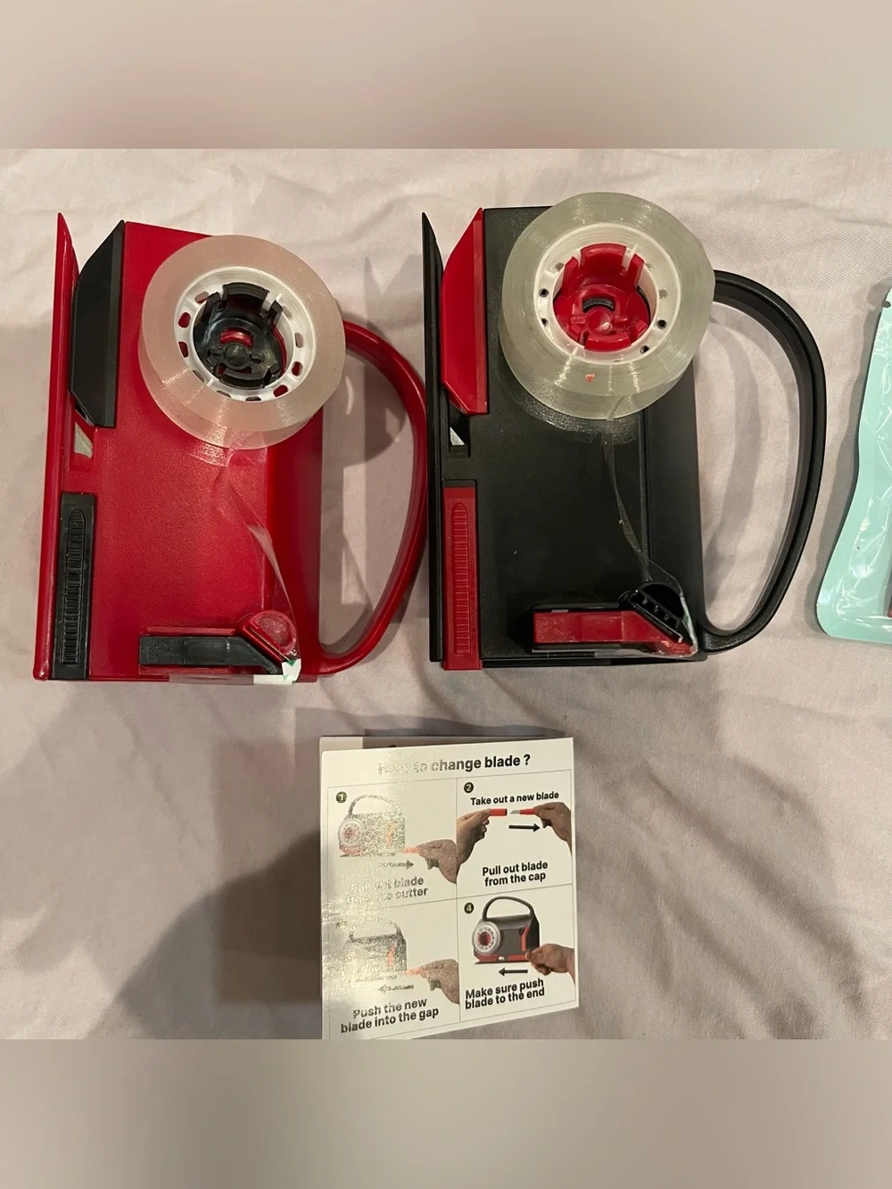 Wrapping Paper Cutter & Tape Dispenser Tool with 4 Tapes & Blades 2Pack Set Xmas